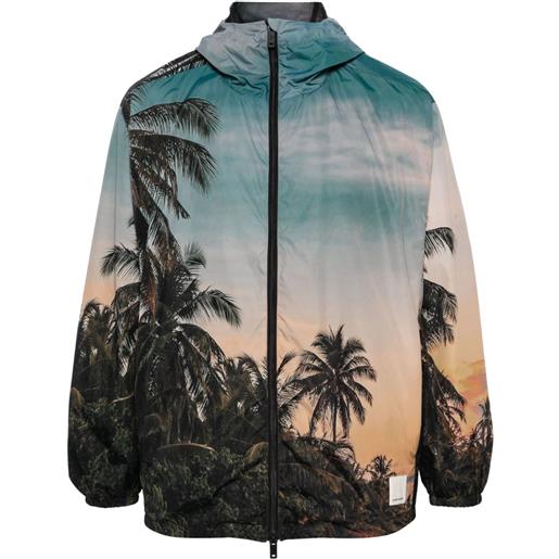 Emporio Armani giacca leggera con stampa tropicale - blu