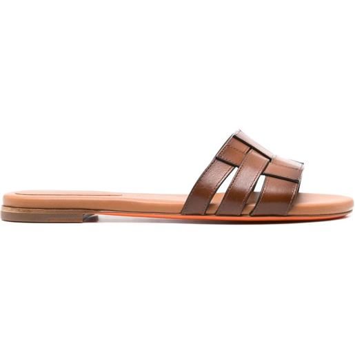Santoni sandali slides a punta aperta - marrone