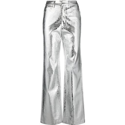 ROTATE BIRGER CHRISTENSEN pantaloni con effetto coccodrillo - argento
