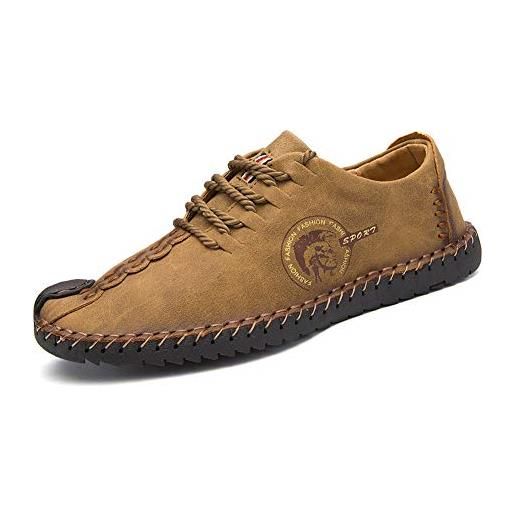 Asifn uomo casual scarpe basse mocassini outdoor pelle sandali oxford sneakers sportive(marrone, 41 eu, 25.5cm dal tallone alla punta