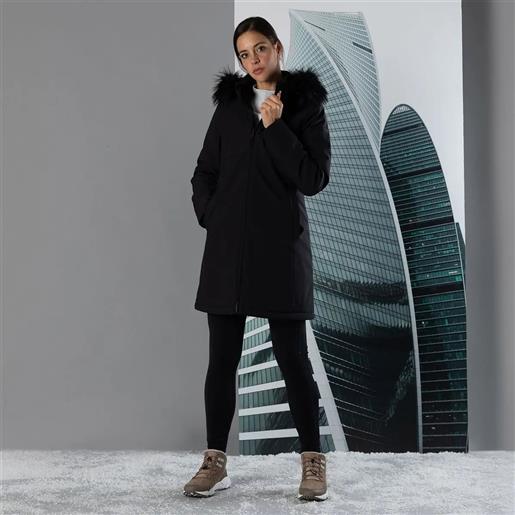 CMP cappotto in light softsheel con cappuccio staccabile nero da donna