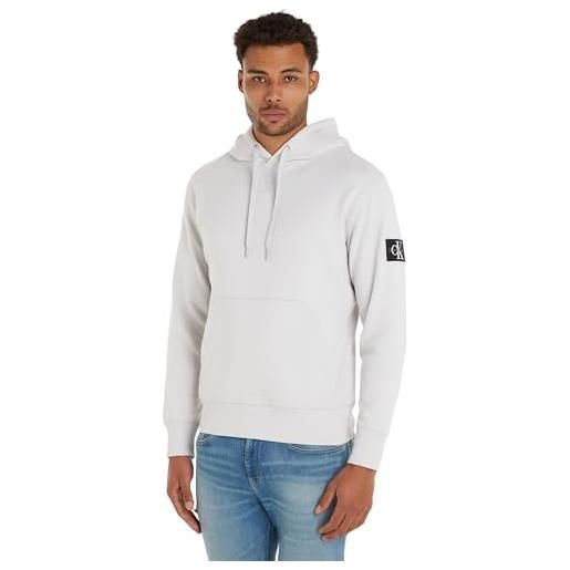 Calvin Klein Jeans badge hoodie j30j323430 felpe con cappuccio, bianco (bright white), 3xl uomo