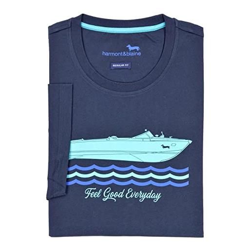 Harmont & Blaine - uomo maglia t-shirt barca blu irj203 021055 801 - taglia m