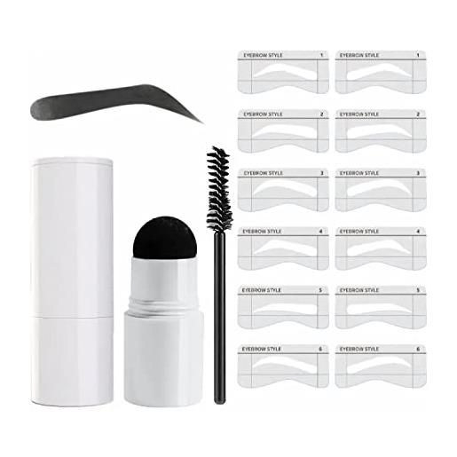 Generic eyebrow stamp stencil kit waterproof, eyebrow stamp shaping kit definer with 12 reusable eyebrow stencils for perfect browsfor women & girls (black)