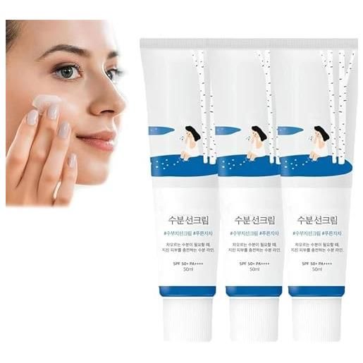Qklovni sun cream - korean skincare sunscreen - organic moisturizing sunscreen - spf 50+ pa ++++ moisturizer face sunscreen - refreshing, non-greasy, easy to apply, 50g. (3pcs)