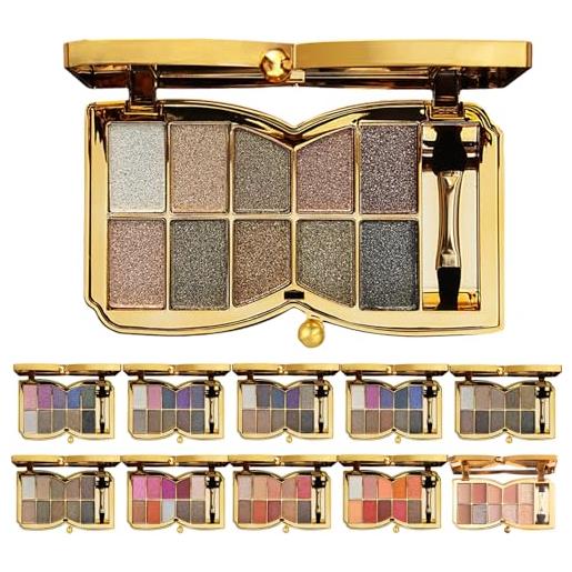 Cemssitu 10 colors sparkle shimmer eyeshadow palette, glitter eyeshadow palette, professional makeup glitter eyeshadow palette (06#)