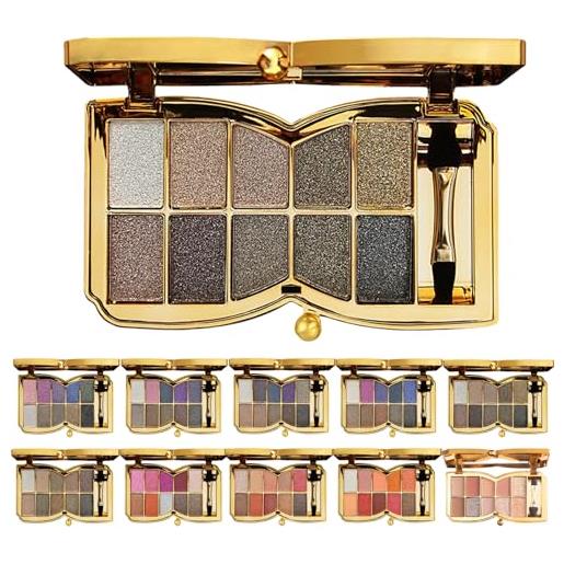 Cemssitu 10 colors sparkle shimmer eyeshadow palette, glitter eyeshadow palette, professional makeup glitter eyeshadow palette (05#)