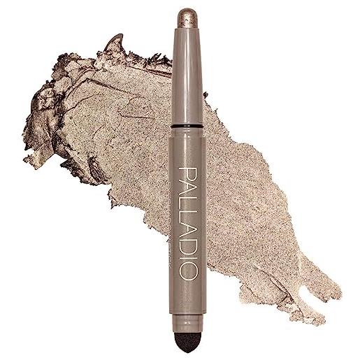 Palladio waterproof eyeshadow stick with blending sponge, long lasting & effortless application, smudge free & crease proof formula, matte & shimmer shades, buildable eye shadow (taupe shimmer)