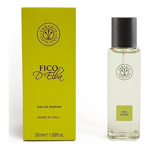 Erbario toscano, eau de parfum, fragranza fico d'elba, profumo da 50 ml, product from tuscany, packaging sostenibile, made in italy. 