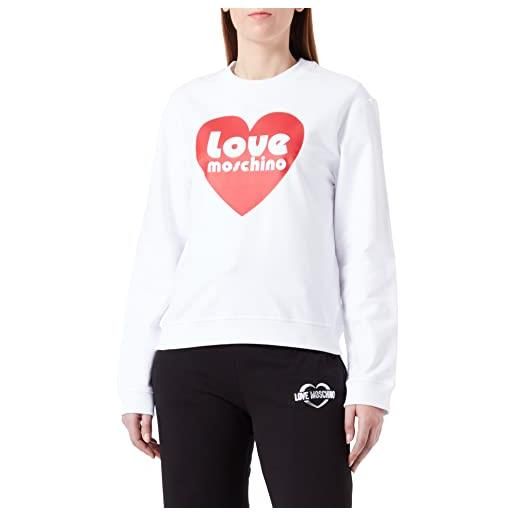 Love Moschino regular fit roundneck sweatshirt maglia di tuta, bianco, 44 donna