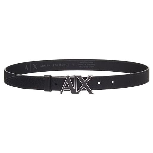 Armani Exchange fibbia con logo sostenibile cintura, nero, s casual