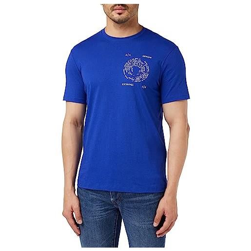 Armani Exchange logo rotondo, vestibilità normale, cotone pima t-shirt, ultramarine, m uomo