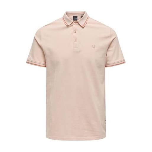 Only & sons onsfletcher slim ss polo noos t-shirt, peach nectar 1, s uomo
