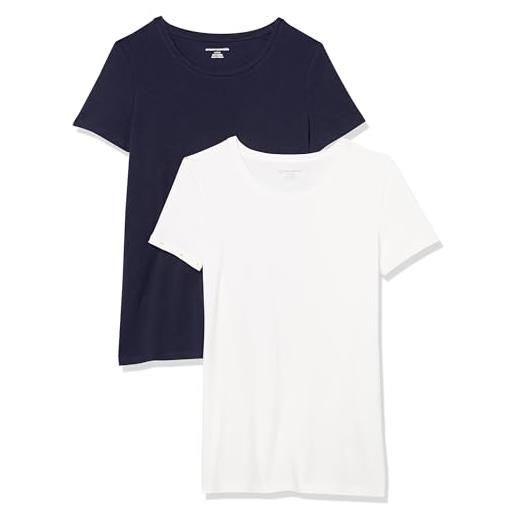 Amazon Essentials t-shirt girocollo a maniche corte con vestibilità classica donna, pacco da 2, carbone puntinato, m