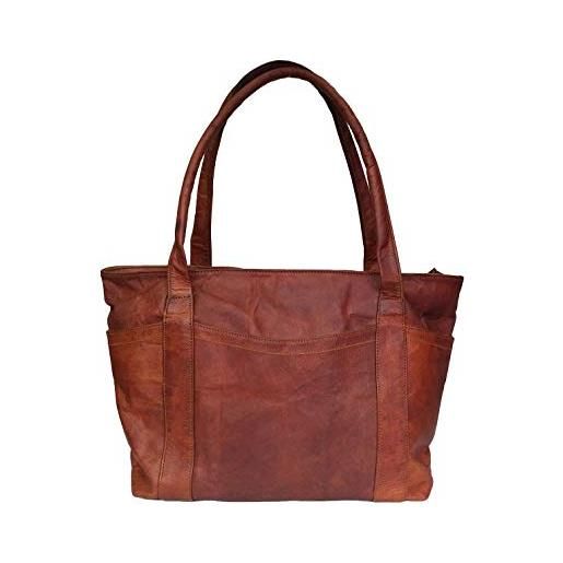 Madosh borsa a spalla da donna borsa in vera pelle marrone borsa shopper per tutti i giorni