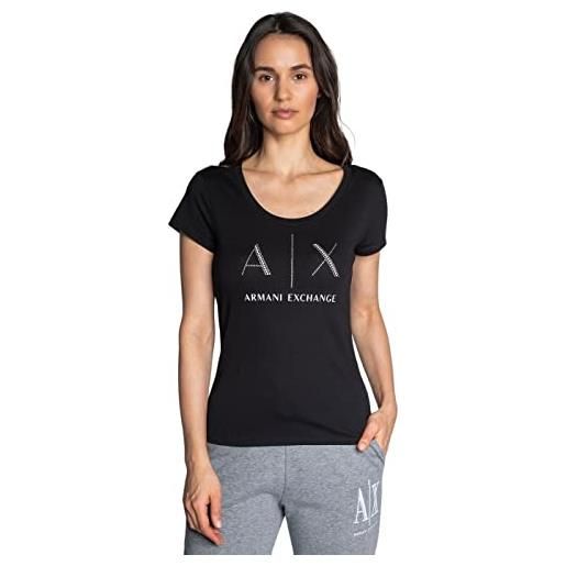 Armani Exchange strass logo maglietta a maniche corte da donna, nero (black 1200), xl