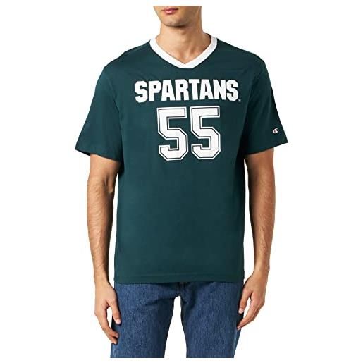 Champion legacy college football v-neck s/s t-shirt, verde bottiglia, xxl uomo