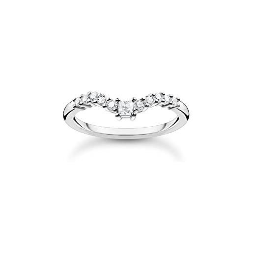 Thomas sabo anello da donna con pietre bianche in argento sterling 925 tr2398-051-14, 56, argento sterling, zirconia cubica