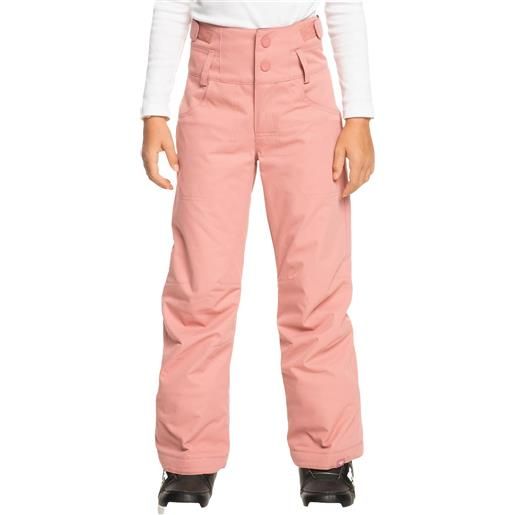 Roxy - pantaloni da sci impermeabili e traspiranti - diversion girl snow pant dusty rose - taglia bambino 12a, 14a - rosa