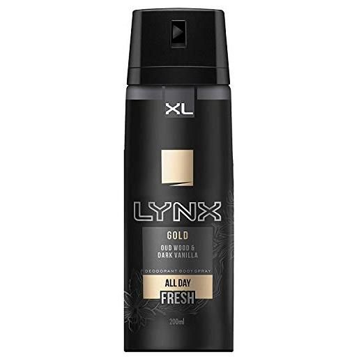 Lynx gold deodorante spray per il corpo, 200 ml, confezione da 6