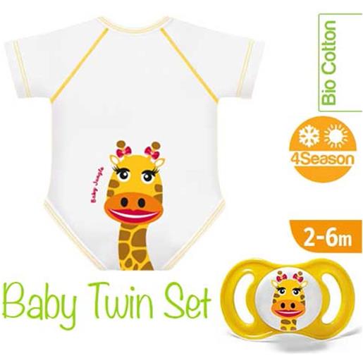 J Bimbi baby twin set giraffa body neonato 0-36 mesi + succhietto 2-6mesi