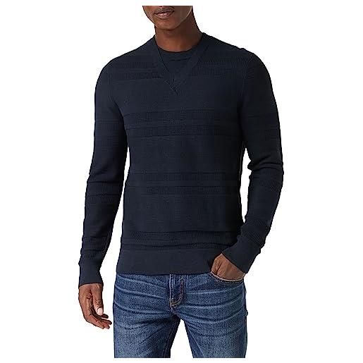 Armani Exchange maniche lunghe, soft touch, scollo a v maglione, blu navy, l uomo