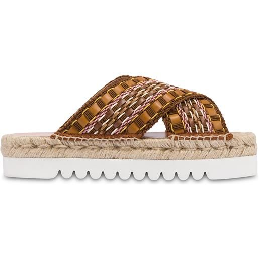 POLLINI sandali espadrillas in tessuto intrecciato summer time - marrone