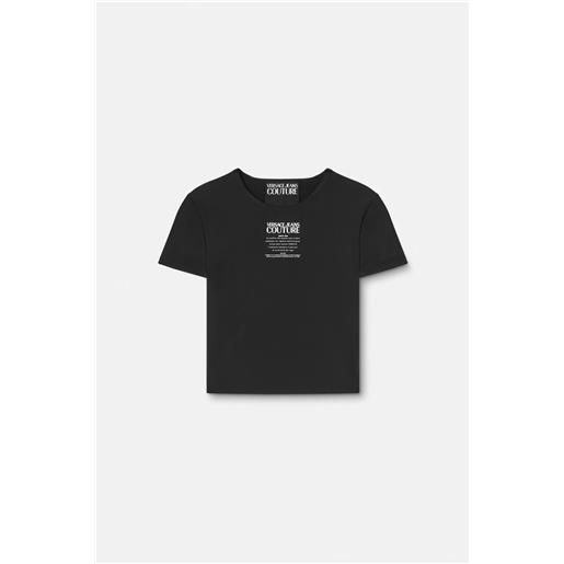 VERSACE JEANS COUTURE t-shirt donna nera crop h602