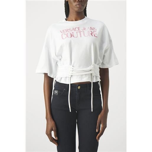 VERSACE JEANS COUTURE versace jeans versace t-shirt donna bianca con lacci hg04