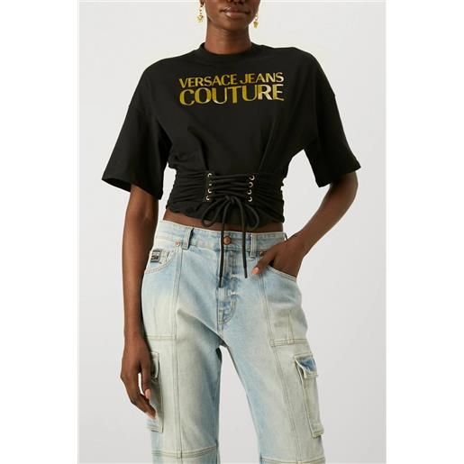 VERSACE JEANS COUTURE versace jeans versace t-shirt donna nera con lacci hg04