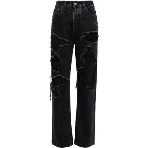 AMIRI jeans dritti con effetto vissuto - nero
