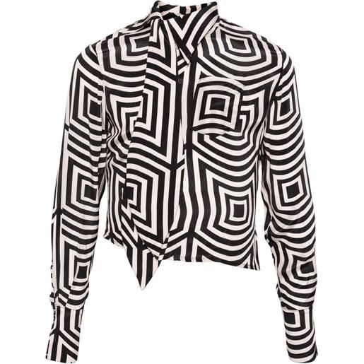 FREDERIK TAUS cappotto asimmetrico con stampa geometrica - nero
