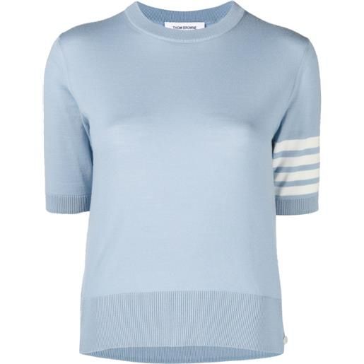 Thom Browne t-shirt in maglia con dettaglio a 4 righe - blu
