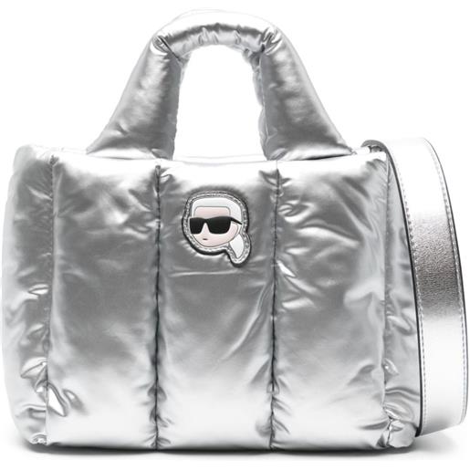 Karl Lagerfeld borsa tote k/ikonik 2.0 puff piccola - argento
