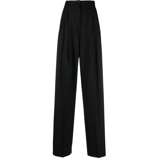 Sportmax pantaloni a vita alta con pieghe kiens - nero