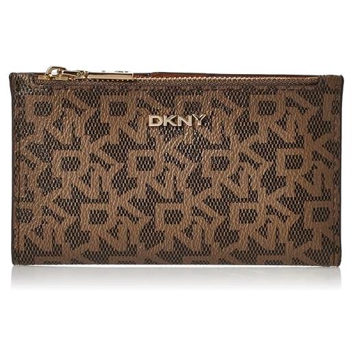 DKNY bryant bifold card holder, porta carte con busta per accessori da viaggio da donna, mocha/caramel, s