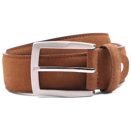 Suitable camoscio cintura blu scuro 309 - uomo - abbigliamento, cognac, 105 cm