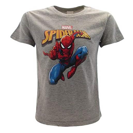 Sabor srl t-shirt spiderman originale spider-man uomo ragno grigia marvel ufficiale maglia maglietta (5-6 anni)