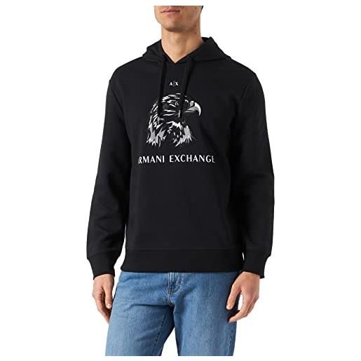 Armani Exchange hoodie, drawstrings felpa con cappuccio, uomo, nero, xs