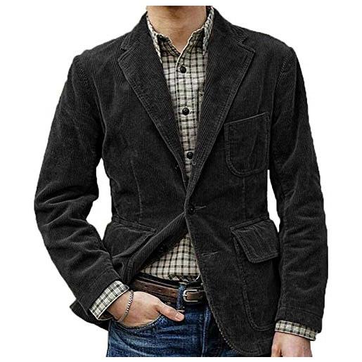 huateng giacca casual da uomo in velluto a coste giacca da abito ampia a tre bottoni tinta unita