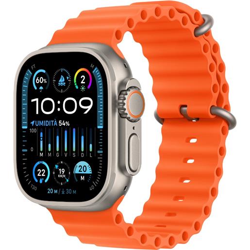 Apple watch ultra 2 gps + cellular, cassa 49m in titanio con cinturino ocean arancione