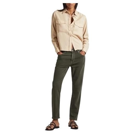 Pepe Jeans tapered vita alta pl211704, pantaloni donna, verde (olivine green), 28w / 30l