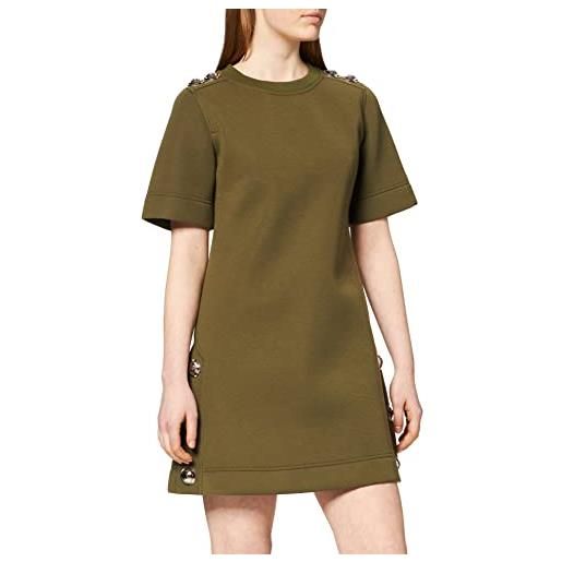 Love Moschino logo buttons_jersey short sleeve dress vestito, (green+black 4007), 42 (taglia produttore: 40) donna