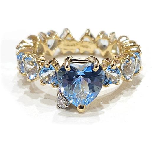 Malafimmina anello Malafimmina in oro giallo con topazi azzurri e diamante
