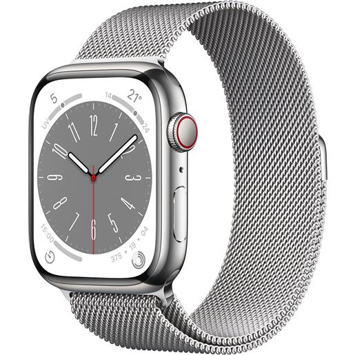 Apple watch series 8 lte 45mm in acciaio inossidabile argento milanese
