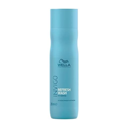 Wella 3 confezioni di shampoo refresh wash revitalizing invigo Wella professionals con mentolo da 250 ml = 750 ml