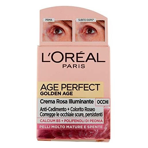L'Oréal Paris trattamenti age perfect golden age trattamento illuminante contorno occhi, formula arricchita con calcium 5 e polifenoli di peonia - 15 ml