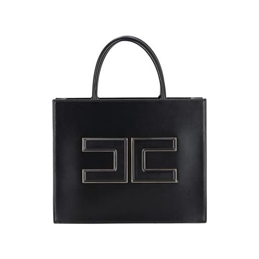 Elisabetta Franchi shopper media nera con logo - taglia unica