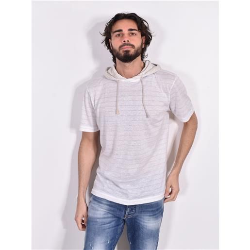 ELEVENTY t-shirt eleventy platinum lino cotone cappuccio bianco beige