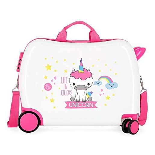 Roll road little me unicorn ride-on suitcase 2 multi-direction spinner wheels